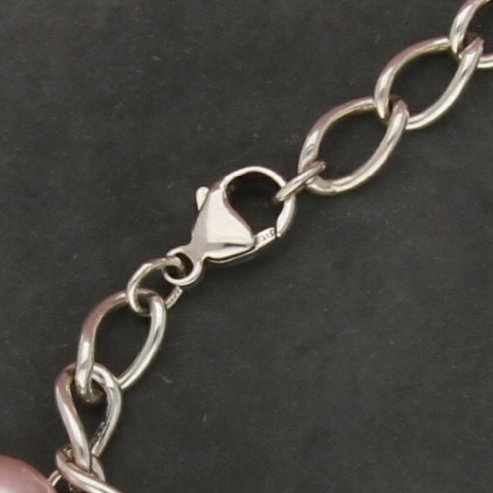 sterling silver pearl charm bracelet size 6.75in - Picture 3 of 3